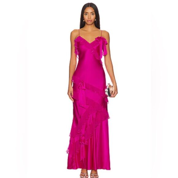 LoveShackFancy Rialto Silk Ruffle Maxi Dress - Picture 1 of 4
